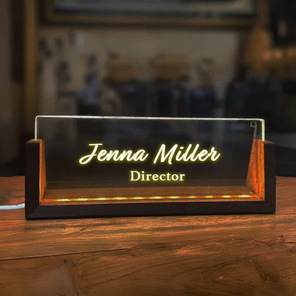 An illuminated LED sign displaying a custom name, perfect for adding a personal touch to home decor