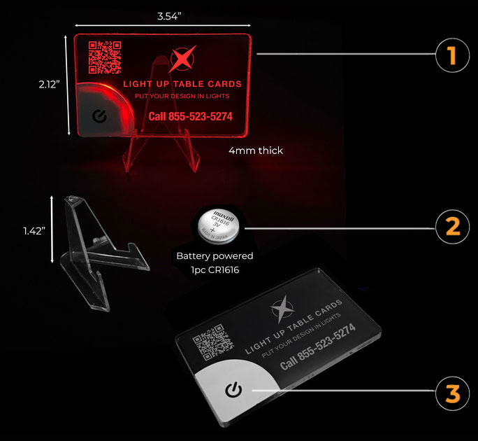 light up table card product diagram
