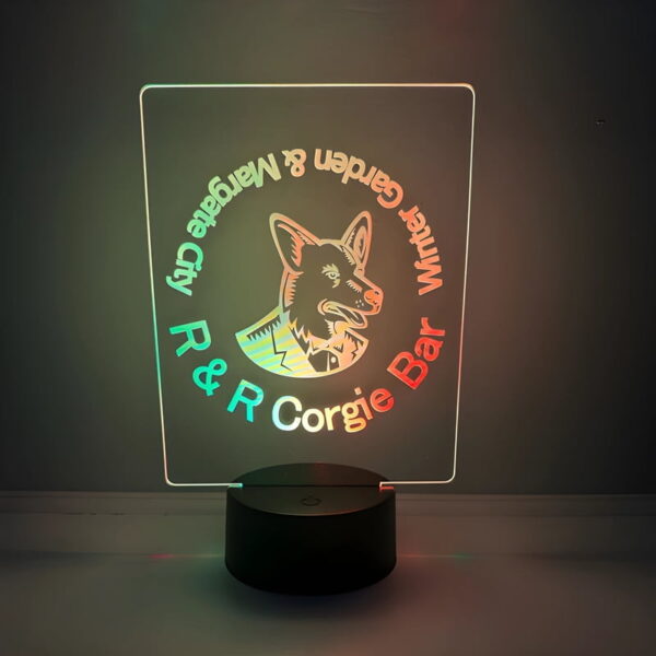 Multi colored LED acrylic edge lit table centerpiece for event
