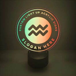 Dual colored acrylic table sign with custom slogan centerpiece