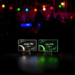 light up acrylic card display featuring names and table numbers glowing