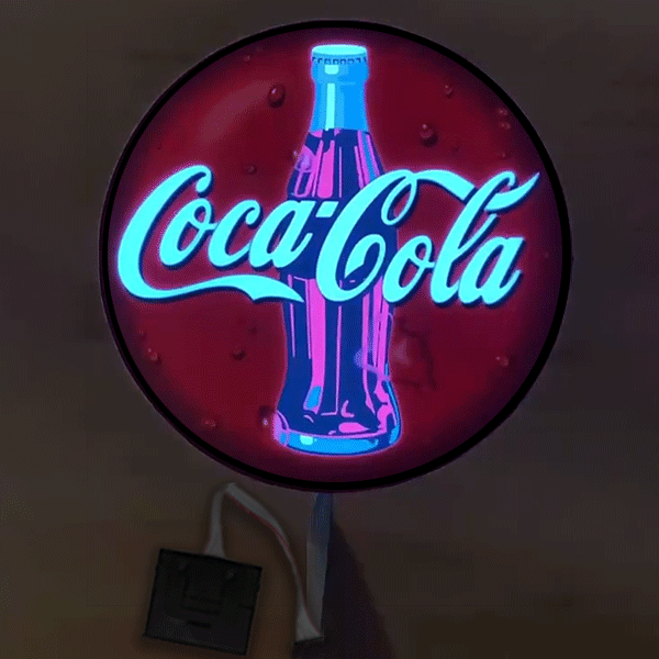 Animated Custom EL Panel with Coca-Cola logo and bottle lighting up in pattern