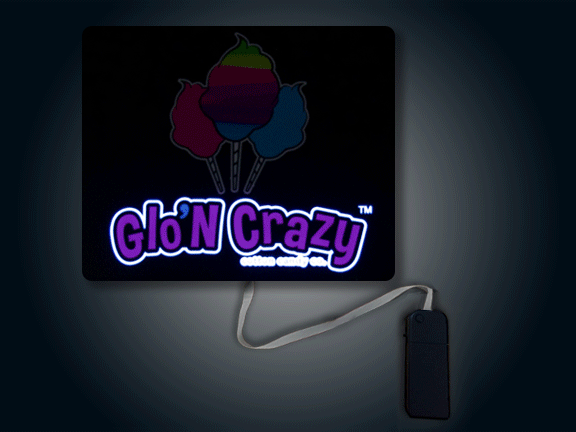Light animation of Glo'n Crazy Custom Logo EL Light Up Panel with Sound activated battery pack