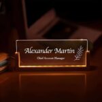 Engraved acrylic LED desk sign for a Chief Account Manager