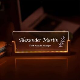 Engraved acrylic LED desk sign for a Chief Account Manager