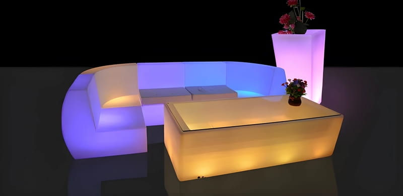 LED couch, LED coffee table and LED flower pot