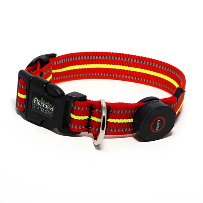 Red LED Dog Collar turned off with battery pack