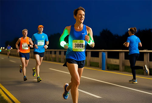 “runner wearing light up bracelets”