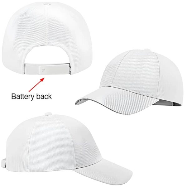 Diagram of a white fiber optic glowing hat with no lights on
