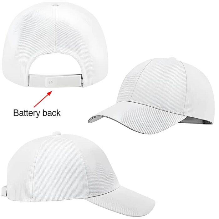 Diagram of a white fiber optic glowing hat with no lights on